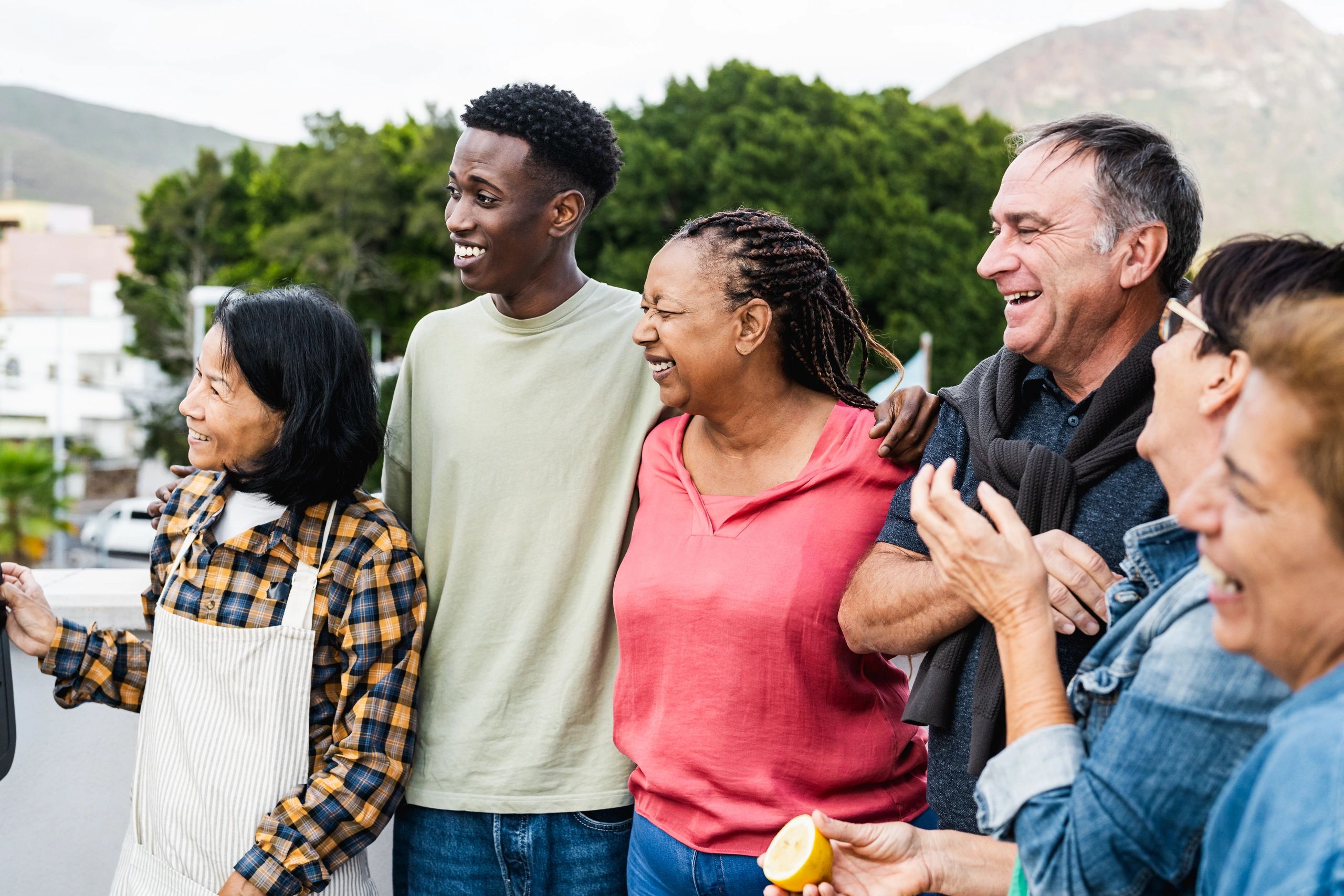 diverse people at community event